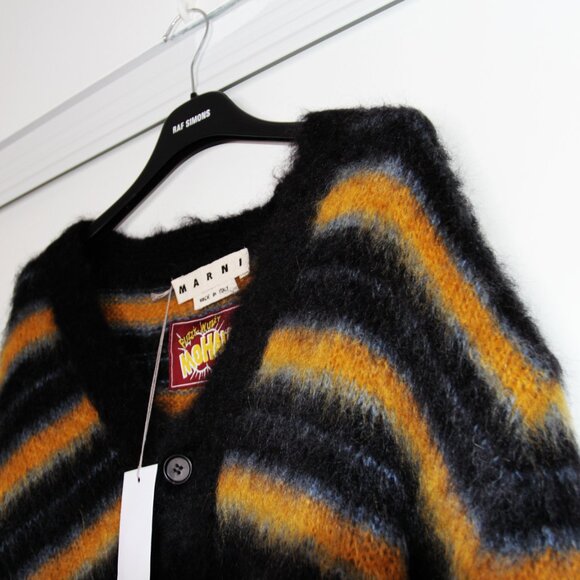 BNWT AW21 MARNI STRIPED FUZZY-WUZZY MOHAIR CARDIGAN 50 - Picture 4 of 11
